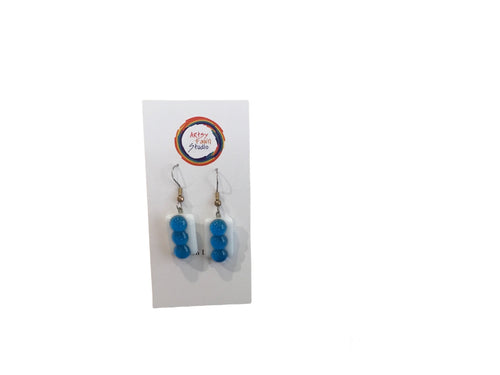Blue/white fused glass earrings