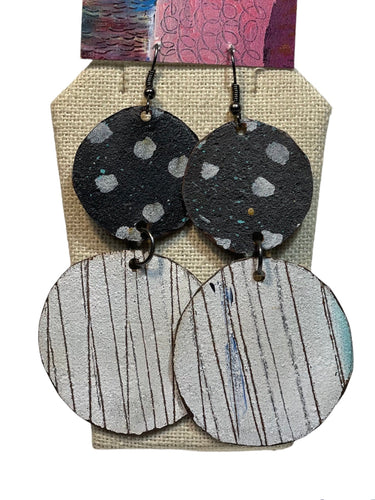 Black / White Double Circle Earrings
