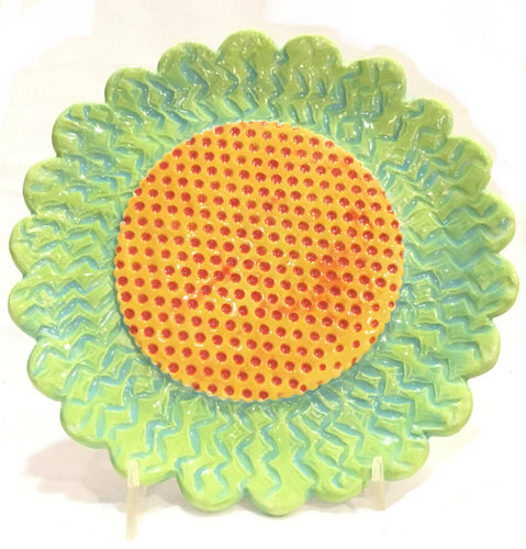 Green Flower Dessert Plate