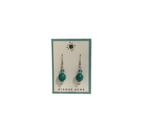 Teal Beads with Silver Earrings