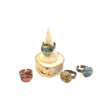 Ring - small round encaustic with resin