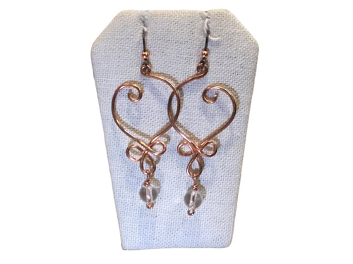 Heart Open with Clear Bead Earrings