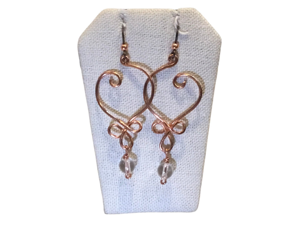 Heart Open with Clear Bead Earrings