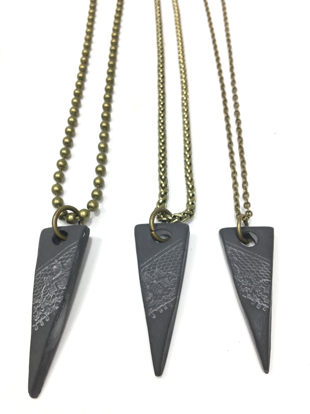 Clay Diffuser Necklace - Triangle with lace