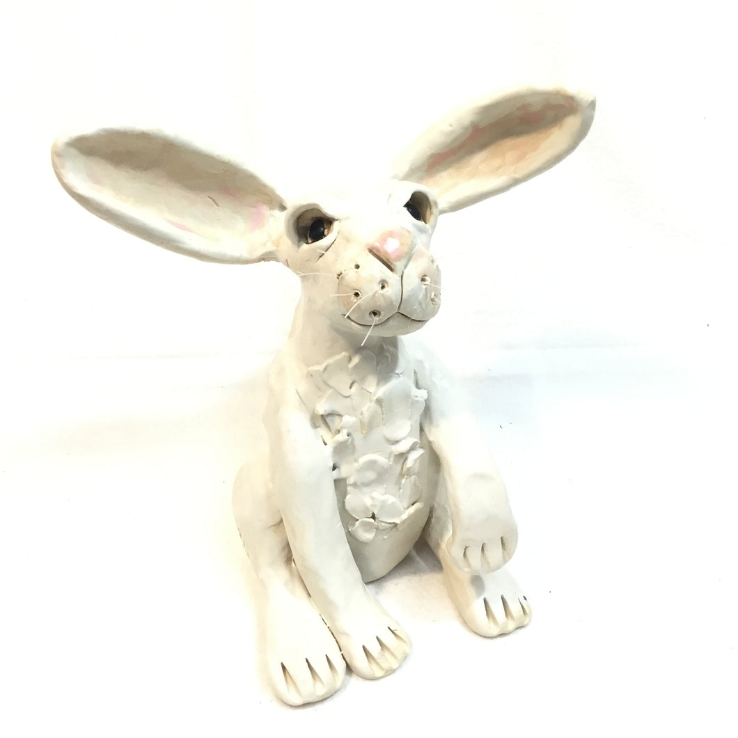 Medium White Sitting Hare