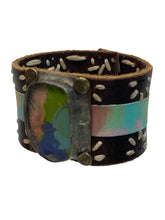 Leather Cuffs with Stone and Stripe