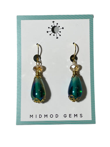 Blue / Green Beaded Drop Earrings