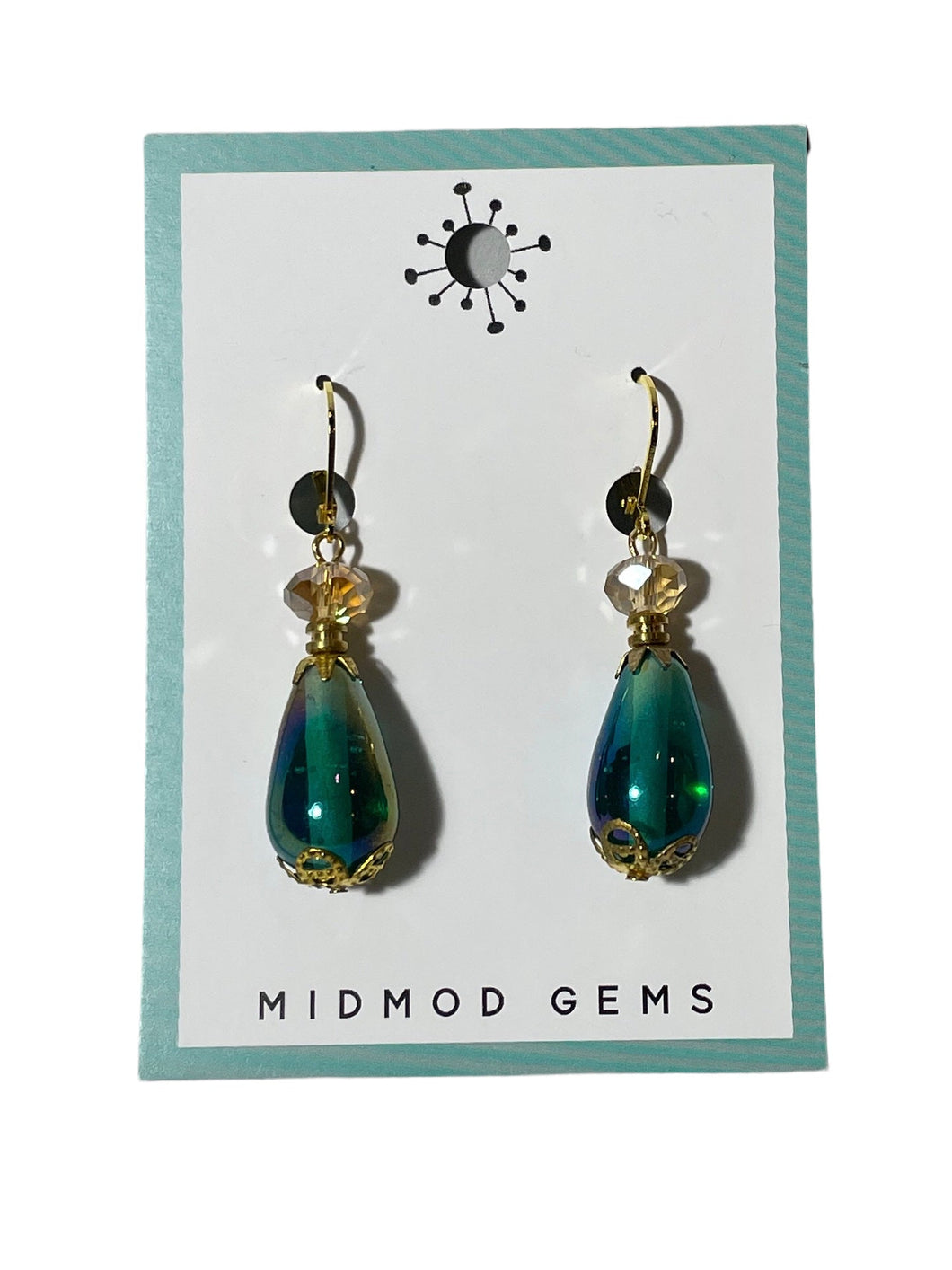Blue / Green Beaded Drop Earrings