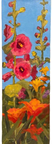 Hollyhock and Daylilies