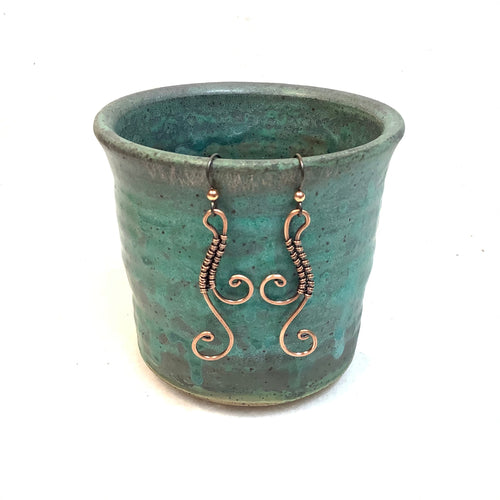 Drop Spiral Copper Earrings