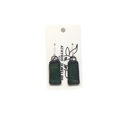 Emerald Green Stained Glass Earrings