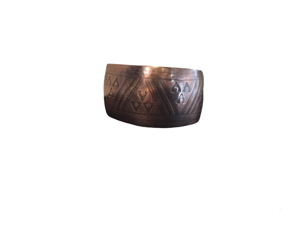 Copper Cuff with Triangles and Circles Lines