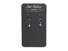 Earrings -  Tiny Hoops with White Pearl