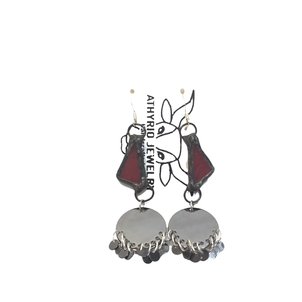 Maroon Stained Glass Earrings