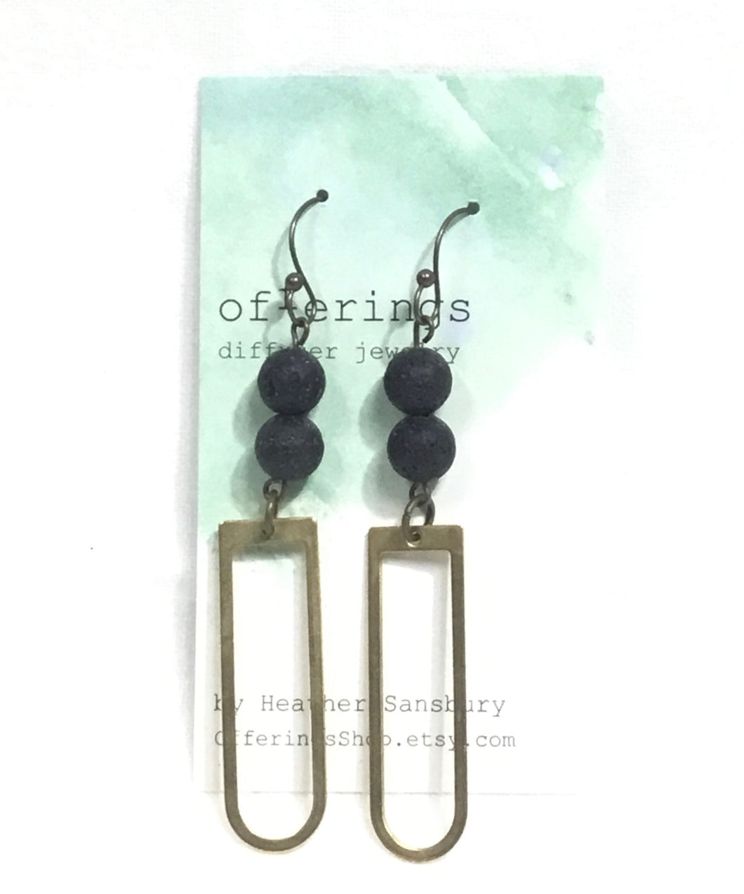 Brass Dangle Earrings - Black
