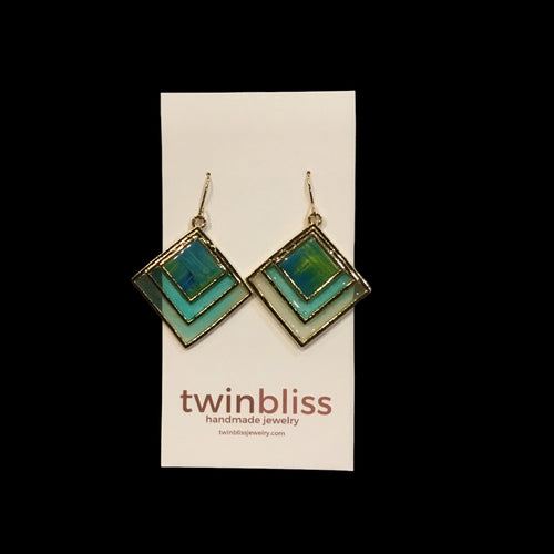 Earth & Sky - Large Gold Blue/Green Squares