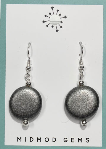 Gray Single Bead Drop Earrings