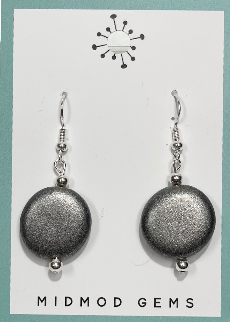 Gray Single Bead Drop Earrings
