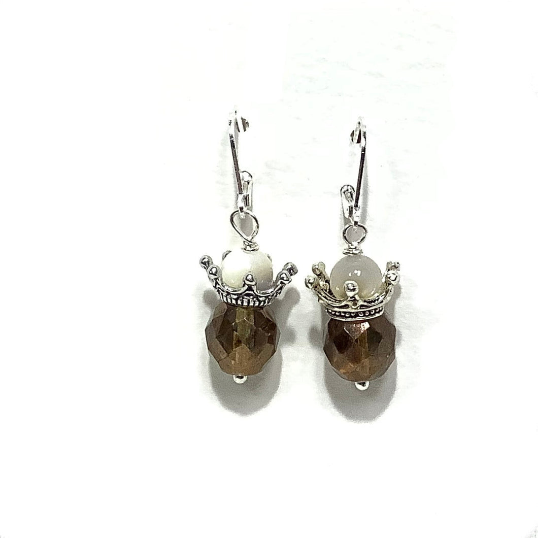 Earrings - Czech Glass and Mother of Pearl Beads on Sterling Silver wire