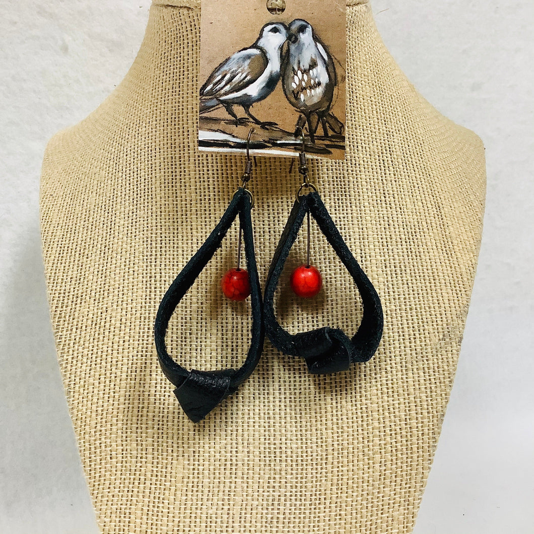 Leather Earrings and Beads
