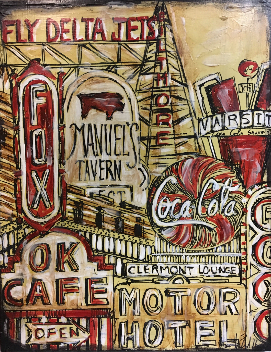 Atlanta Red/Black/White 14” x 18”