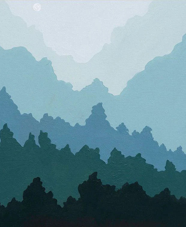 Misty Mountain Moon Print