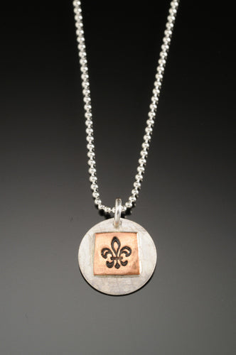 Fleur de Lis charm necklace - mixed metal