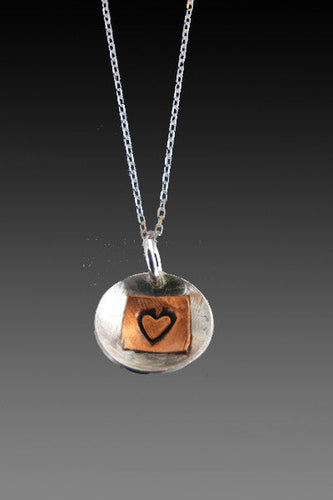 Heart charm necklace - mixed metal