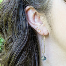 Rectangle and Semi-Precious Stone Earrings - sterling silver