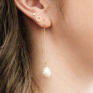 Pearl Threader Earrings - gold-filled