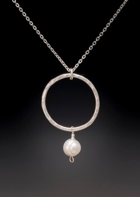 Large Hoop and Pearl Pendant
