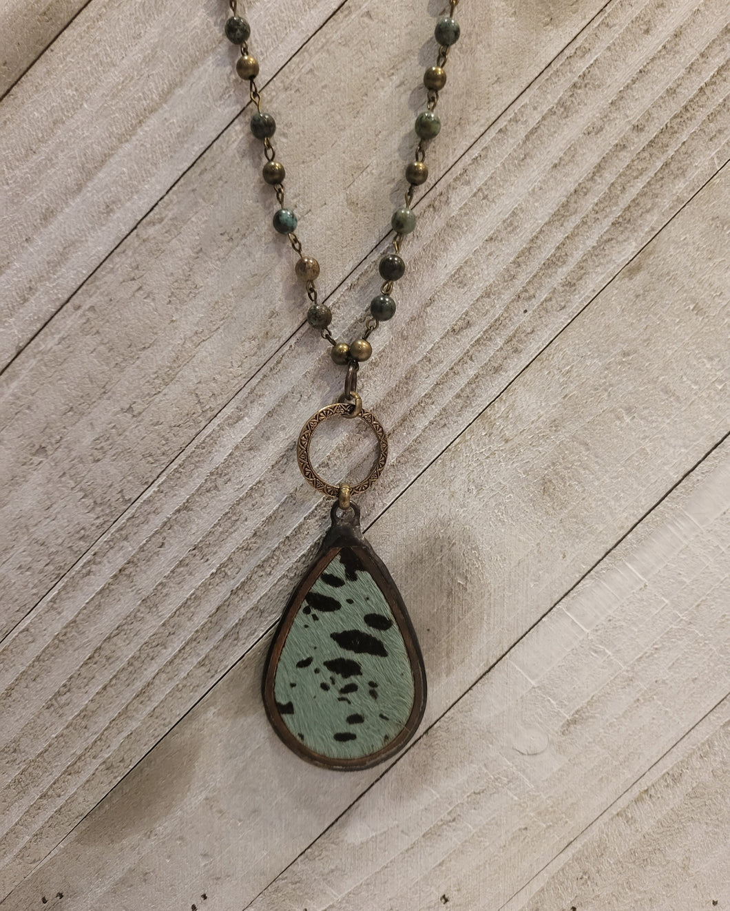 Animal Print teardrops with Africans turquoise chain