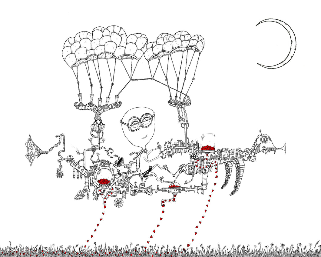 Creatures of the Heart print - Slowly but steadily around the world he went