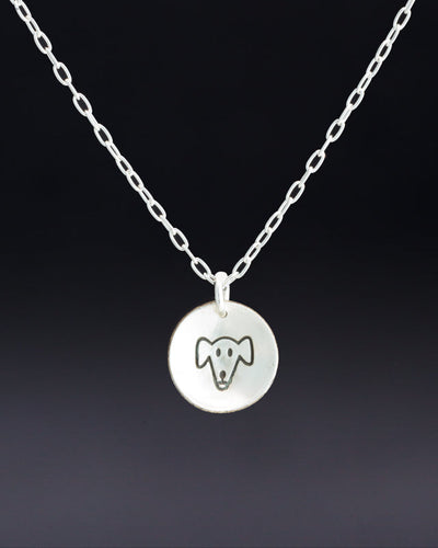 Dog Face charm necklace - sterling silver