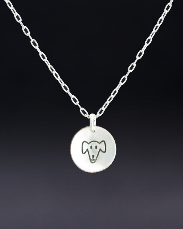 Dog Face charm necklace - sterling silver