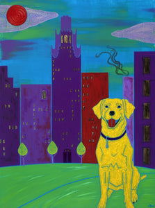 "The Accidental Tourist" - Yellow Labrador Matted Print