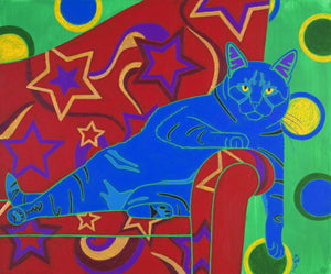 "Vixen" - Grey Tabby Cat Art Matted Print
