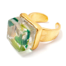 Mosaic cube ring Gold finish