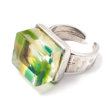 Mosaic cube ring silver finish